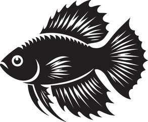 Big Fish Silhouette isolated on white background Minimalist fish vector shape