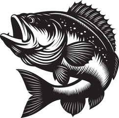 Big Fish Silhouette isolated on white background Minimalist fish vector shape