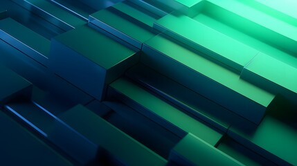 3d rendering of mind green and blue abstract geometric background. Scene for advertising, technology, showcase, banner, game, sport, cosmetic, business, metaverse. Sci-Fi Illustration. Product display