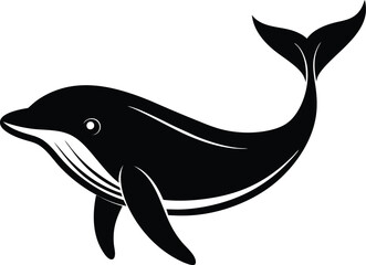 Black and White Whale Silhouette - Minimalist Marine Design