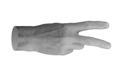 Hand showing scissors, shears with two fingers, V for victory, sign isolated on white background.