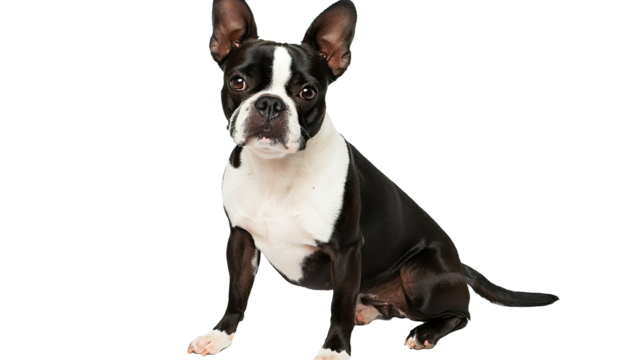 Boston Terrier dog isolated on transparent background, PNG