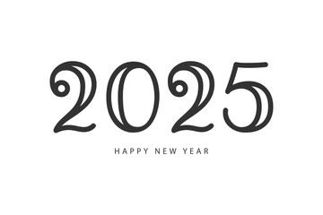 Happy New Year 2025 typography template calendar cover. Vector design for poster, banner, greeting card and invitation.
