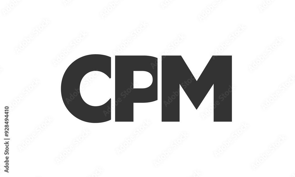 Poster CPM logo design template with strong and modern bold text. Initial based vector logotype featuring simple and minimal typography. Trendy company identity.