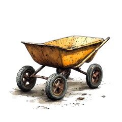 Weathered Vintage Wheelbarrow at a Construction Site