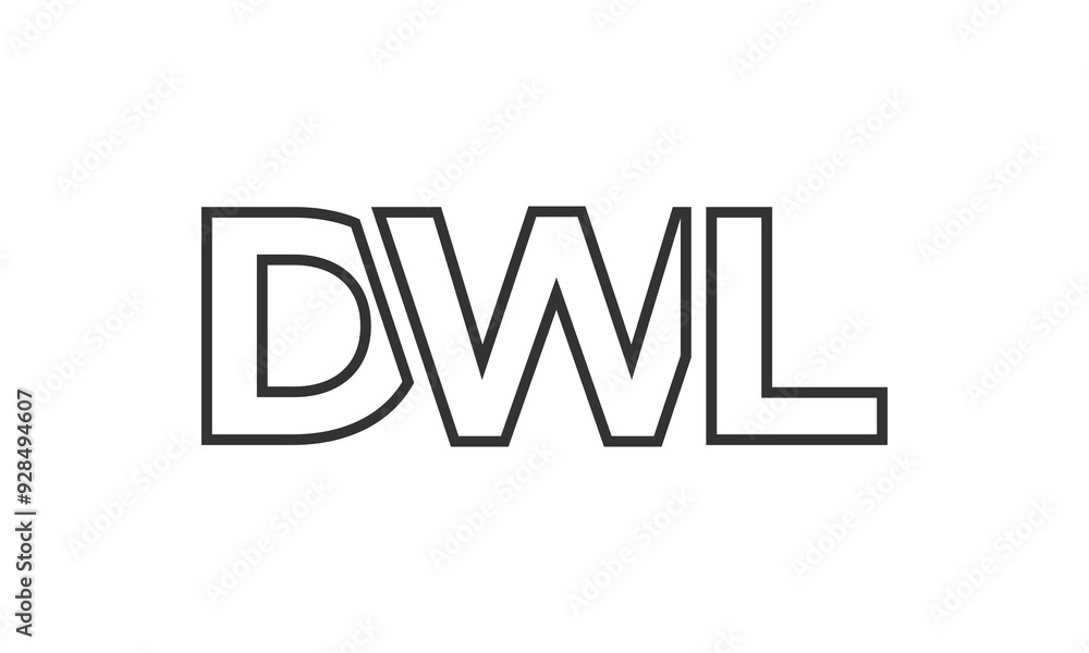 Poster dwl logo design template with strong and modern bold text. initial based vector logotype featuring s