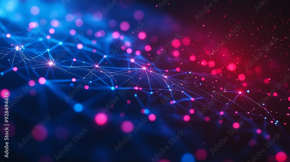 Poster abstract internet network with dark blue and red