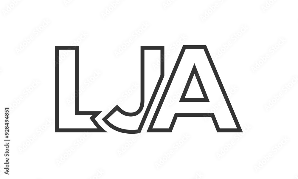 Poster lja logo design template with strong and modern bold text. initial based vector logotype featuring s