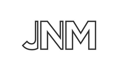 JNM logo design template with strong and modern bold text. Initial based vector logotype featuring simple and minimal typography. Trendy company identity.