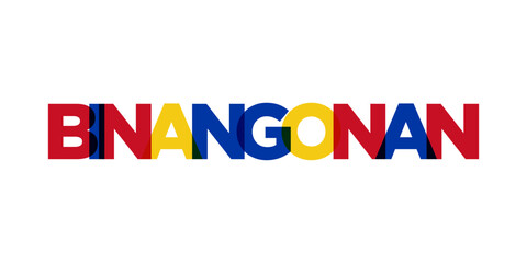 Binangonan in the Philippines emblem. The design features a geometric style, vector illustration with bold typography in a modern font. The graphic slogan lettering.