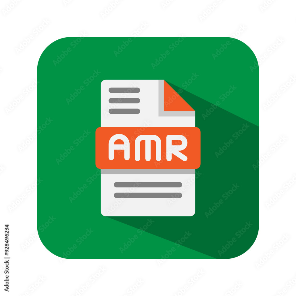 Poster amr document file audio icons. extension, format, files type icon. vector illustration.