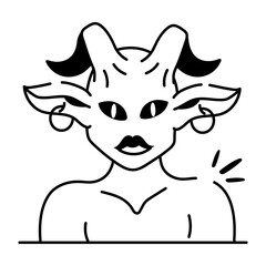 A doodle style icon of evil character  