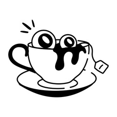 Scary tea icon in sketchy style 