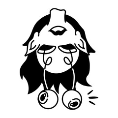 Scary head icon in drawing style 