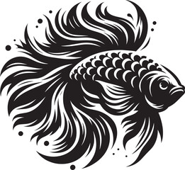 Big Fish Silhouette isolated on white background Minimalist fish vector shape