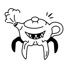 A sketchy icon of halloween teapot