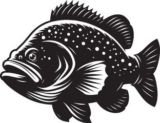 Big Fish Silhouette isolated on white background Minimalist fish vector shape