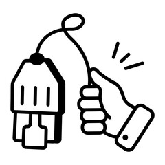 A sketchy style icon of internet cable 