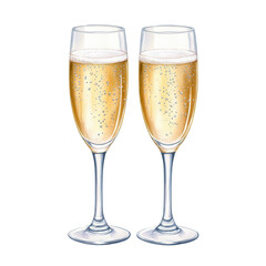 Two elegant champagne glasses filled with bubbly drink, perfect for celebrating special occasions and gatherings.