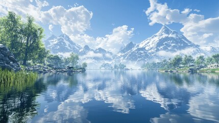 Fototapeta premium Mountain Lake Reflection.
