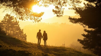 Couple Silhouettes at Sunset.