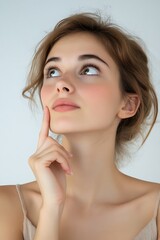 close photo women thinking