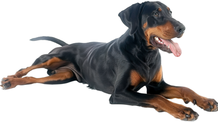 Doberman dog isolated on transparent background, PNG