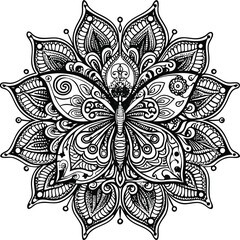 Butterfly Mandala Coloring Book for Kids - KDP Interior design.