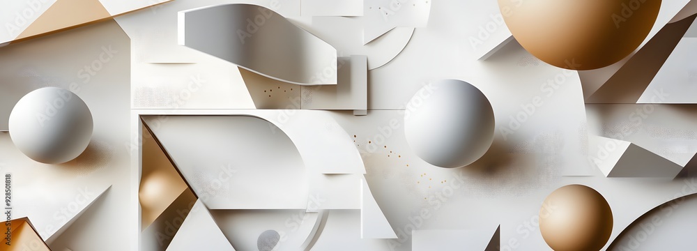 Poster 47. futuristic 3d wall art with floating shapes and smooth gradients arranged in a sophisticated geo