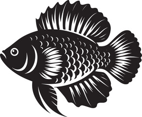 Big Fish Silhouette isolated on white background Minimalist fish vector shape