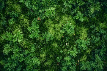 Fototapeta premium top view green moss forest