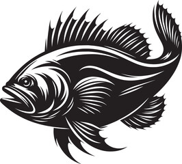 Big Fish Silhouette isolated on white background Minimalist fish vector shape