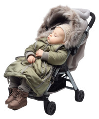 PNG Baby sleeping stroller baby coat toy.