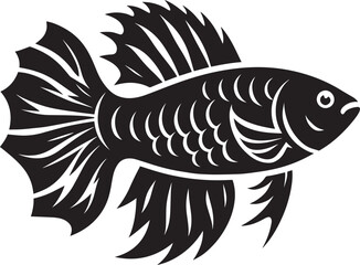 Big Fish Silhouette isolated on white background Minimalist fish vector shape