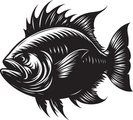 Big Fish Silhouette isolated on white background Minimalist fish vector shape