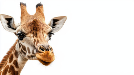 Obraz premium A giraffe is looking at the camera with its mouth open