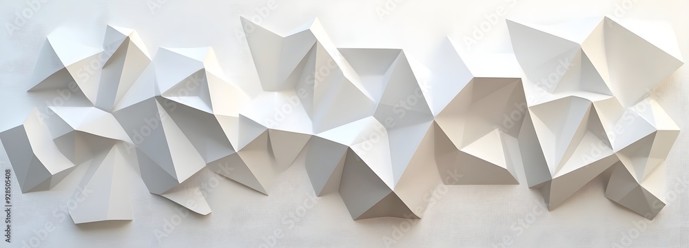 Poster 55. dynamic 3d wall art with interconnected geometric prisms and sleek gradients forming an abstract