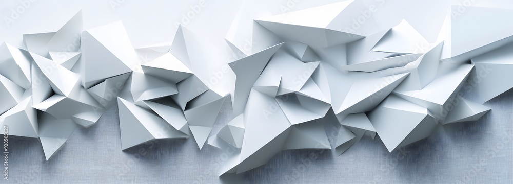 Poster 55. dynamic 3d wall art with interconnected geometric prisms and sleek gradients forming an abstract
