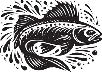 Big Fish Silhouette isolated on white background Minimalist fish vector shape