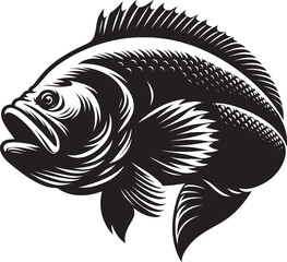 Big Fish Silhouette isolated on white background Minimalist fish vector shape