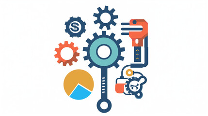 Obraz premium Predictive maintenance icon, Predictive maintenance symbol, Predictive maintenance graphic, Predictive maintenance vector, Predictive maintenance illustration, illustration of an background with gears
