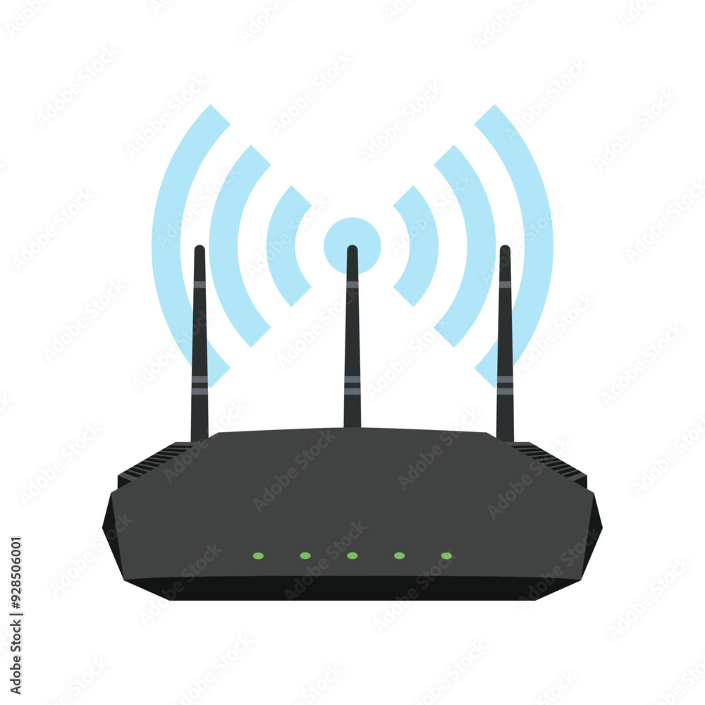 Poster modem wi-fi router icon vector - wireless internet router symbol and signal illustration