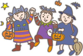ハロウィーンの子ども達