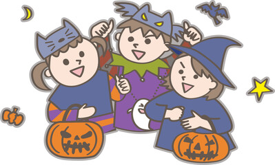 ハロウィーンの子ども達