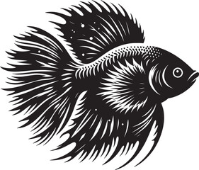 Big Fish Silhouette isolated on white background Minimalist fish vector shape