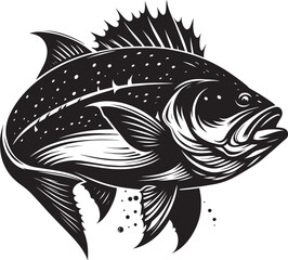 Big Fish Silhouette isolated on white background Minimalist fish vector shape