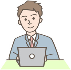 仕事をするビジネスパーソンの男性