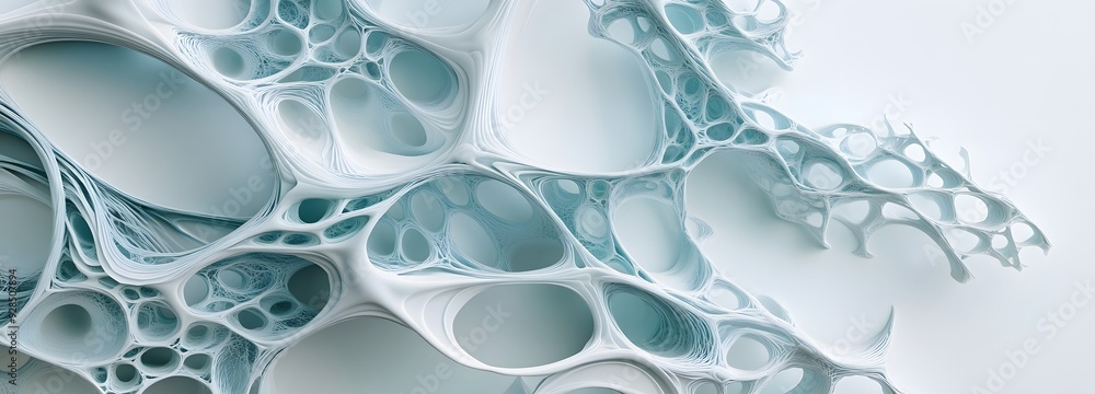 Poster 37. abstract 3d wall art showcasing a network of interconnected shapes and smooth gradients on a pri
