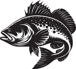 Big Fish Silhouette isolated on white background Minimalist fish vector shape