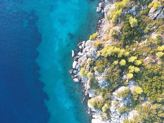 aerial view of crystal clear blue water in greece
